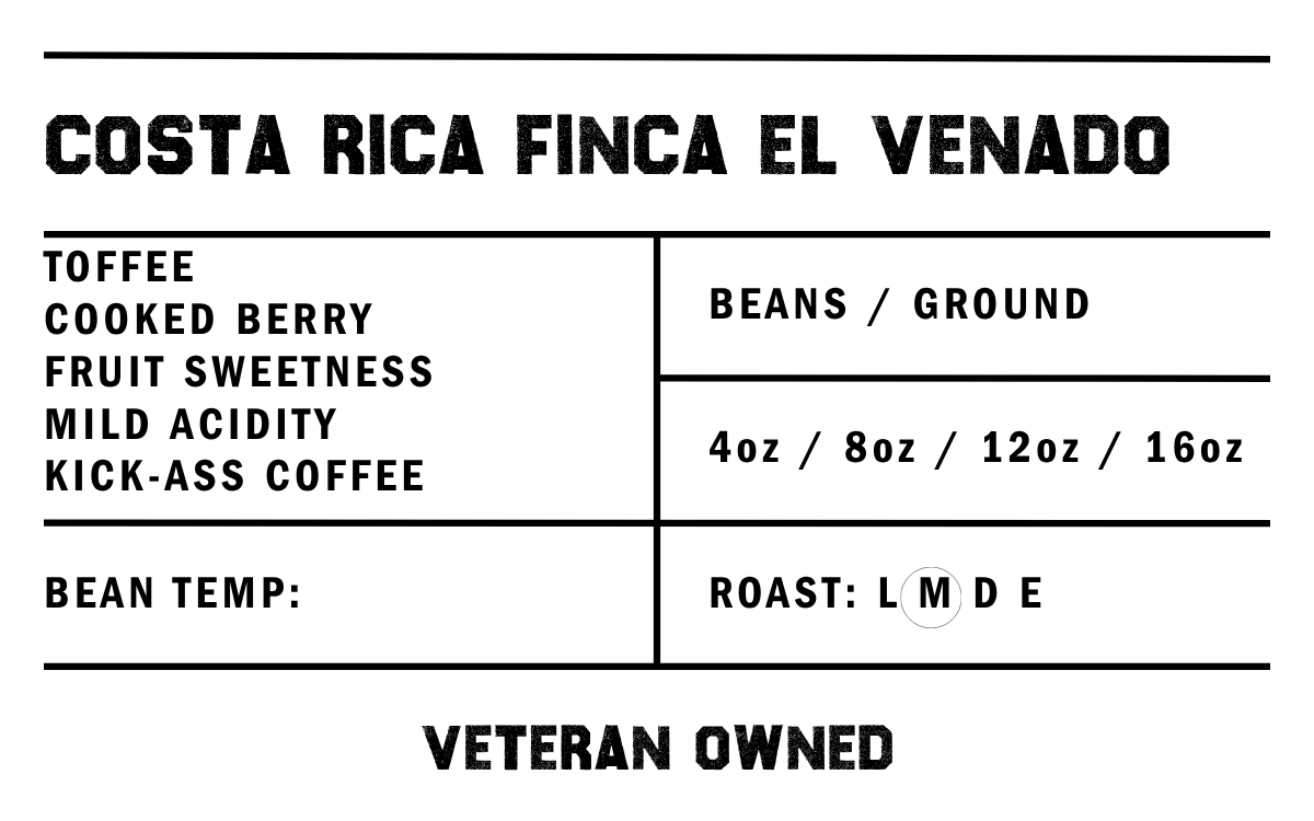 Costa Rica Finca El Venado Cerro San Luis Micromill Yellow Honey Process